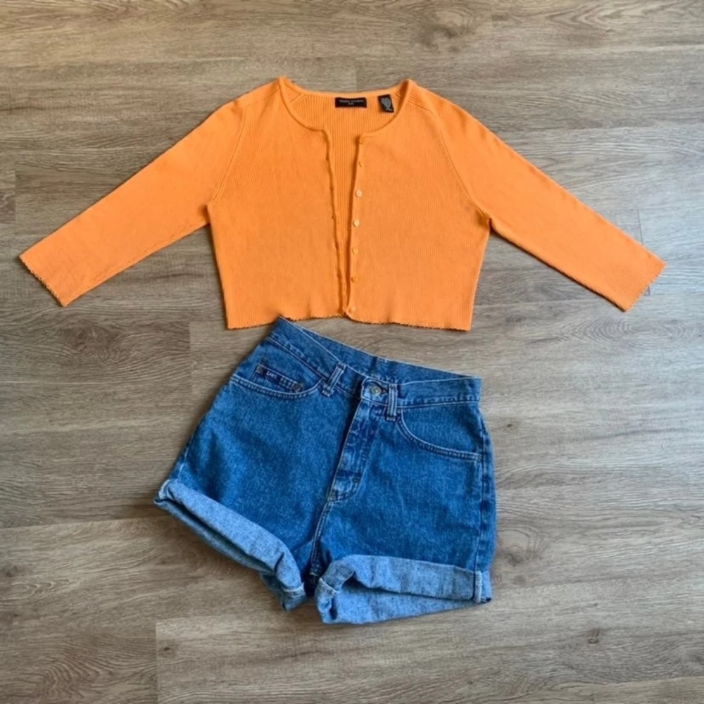 90s Vintage Silk Ribbed Cropped Cardigan